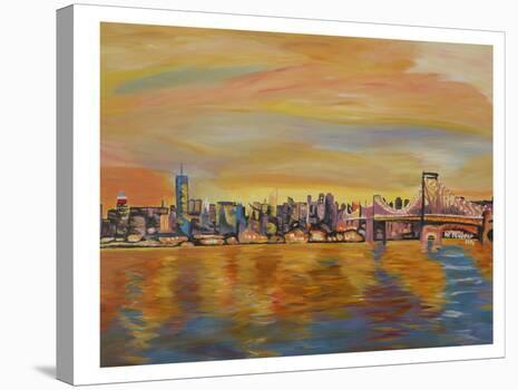 'Golden New York City Skyline - Leinwand' Stretched Canvas Print - M  Bleichner | Art.com