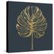 Golden Philodendron Leave. Hand Drawn.-Sunny Sally-Stretched Canvas