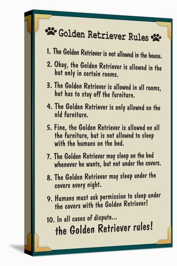 Golden Retreiver House Rules-null-Stretched Canvas