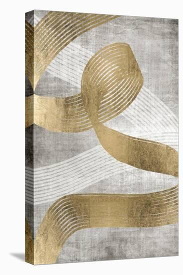 Golden Ribbon 2-Denise Brown-Stretched Canvas