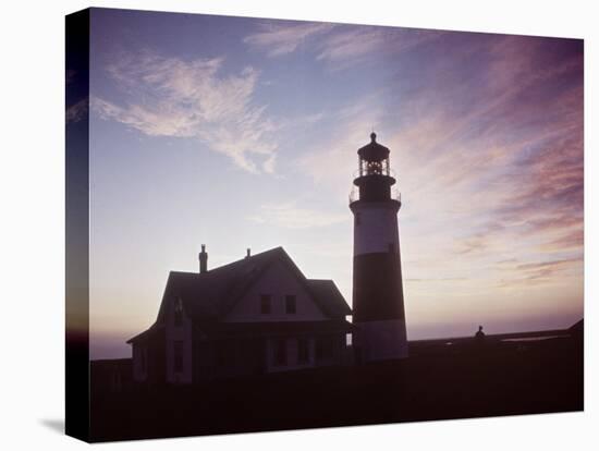 Golden Sunset at Nantucket, Mass. with Sankaty Head Lighthouse Silhouetted Against Sky-Andreas Feininger-Premier Image Canvas