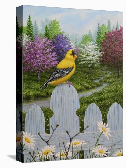 Goldfinch and Daisies-Robert Wavra-Premier Image Canvas