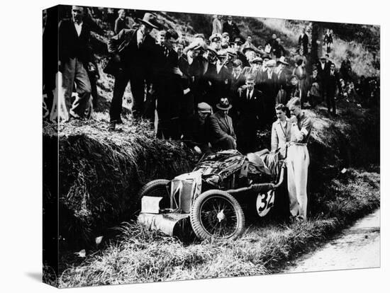 Goldie Gardner by the Wreckage of an Mg J4, 1932-null-Premier Image Canvas