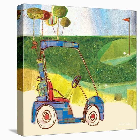 Golf Cart in Blue-Robbin Rawlings-Stretched Canvas