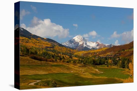 Golf course with view of Mt. Daly in autumn.-Mallorie Ostrowitz-Premier Image Canvas