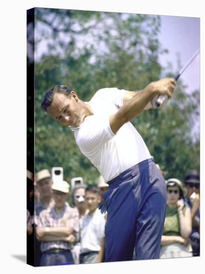 Golfer Arnold Palmer Swinging Club as Spectators Look on at Event-John Dominis-Premier Image Canvas