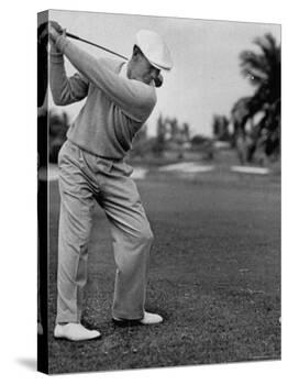 Golfer Ben Hogan, Keeping His Shoulders Level at Top of Swing-J. R. Eyerman-Premier Image Canvas