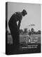 Golfer Byron Nelson Pitching His Shot onto the Green on 16th Hole, Going Three Feet Past the Hole-null-Premier Image Canvas