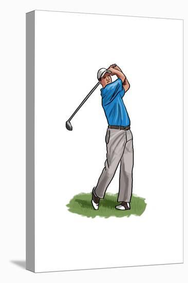 Golfer Swinging - Icon-Lantern Press-Stretched Canvas