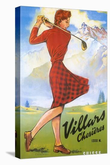 Golfing in Switzerland-null-Stretched Canvas