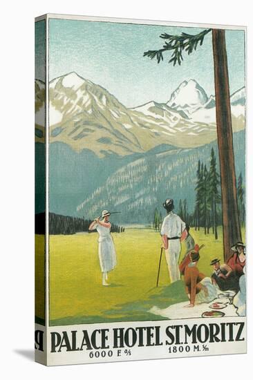 Golfing in the Swiss Alps-null-Stretched Canvas