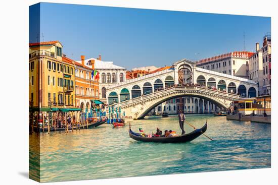 Gondola near Rialto Bridge in Venice, Italy-sborisov-Premier Image Canvas