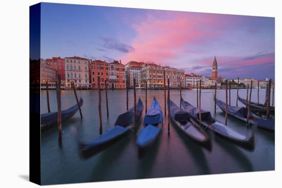 Gondolas at Dorsoduro, Venice, Veneto, Italy. in the Background the St. Mark's Bell Tower-ClickAlps-Premier Image Canvas