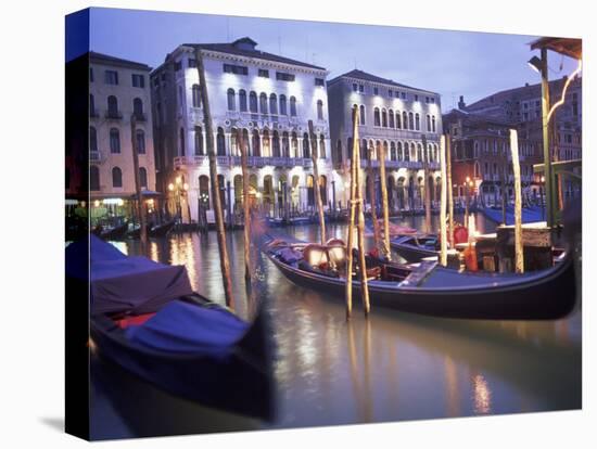 Gondolas at Night, Venice, Italy-Peter Adams-Premier Image Canvas