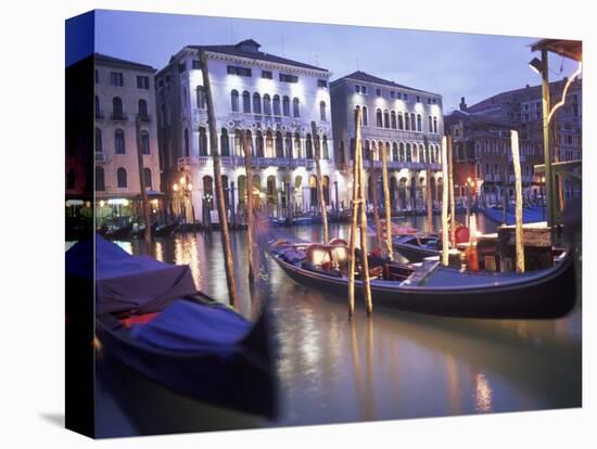 Gondolas at Night, Venice, Italy-Peter Adams-Premier Image Canvas