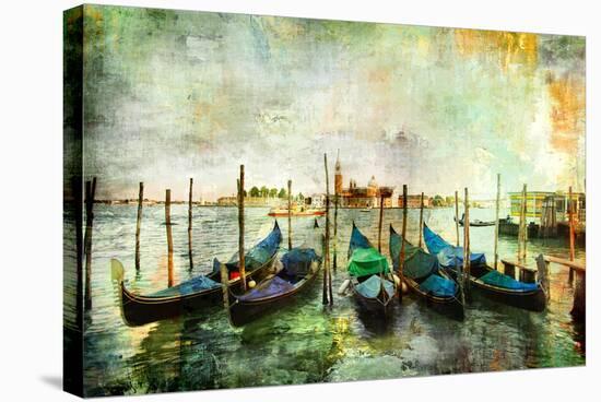 Gondolas - Beautiful Venetian Pictures - Oil Painting Style-Maugli-l-Stretched Canvas