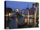 Gondolas Moored on the Grand Canal at Riva Del Vin, with Rialto Bridge Behind, Venice, Veneto-Hazel Stuart-Premier Image Canvas