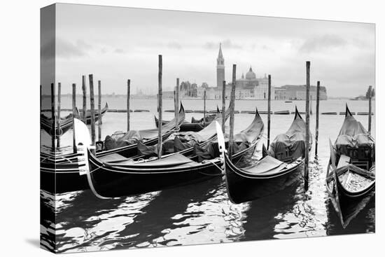 Gondolas near Saint Mark Square in Venice, Italy. Black and White Image.-Zoom-zoom-Premier Image Canvas