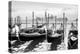 Gondolas near Saint Mark Square in Venice, Italy. Black and White Image.-Zoom-zoom-Premier Image Canvas