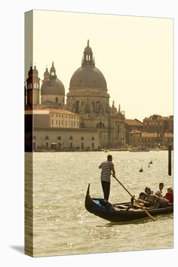 Gondolier on the Grand Canal, Santa Maria Della Salute, Venice, Italy-David Noyes-Premier Image Canvas