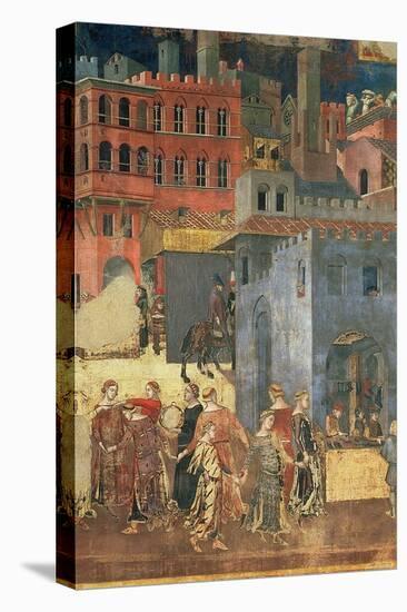 Good Government in the City,1338-40 (Detail of 57868) (Fresco)-Ambrogio Lorenzetti-Premier Image Canvas
