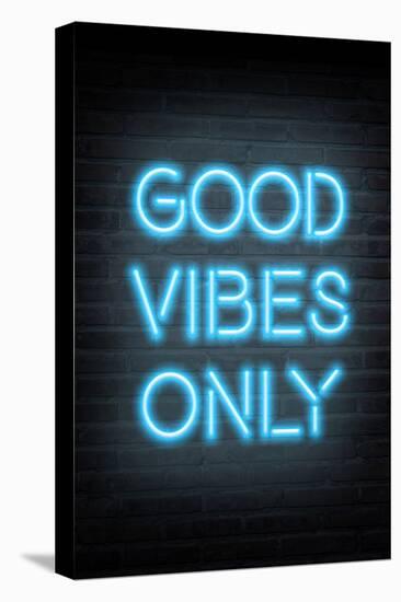 Good Vibes Only - Blue Neon-null-Stretched Canvas