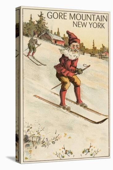 Gore Mountain, New York - Santa Skiing-Lantern Press-Stretched Canvas