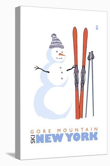 Gore Mountain, New York - Snowman with Skis-Lantern Press-Stretched Canvas