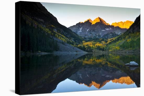 Gorgeous Fall Sunrise at Maroon Bells, Aspen, Colorado-Brad Beck-Premier Image Canvas