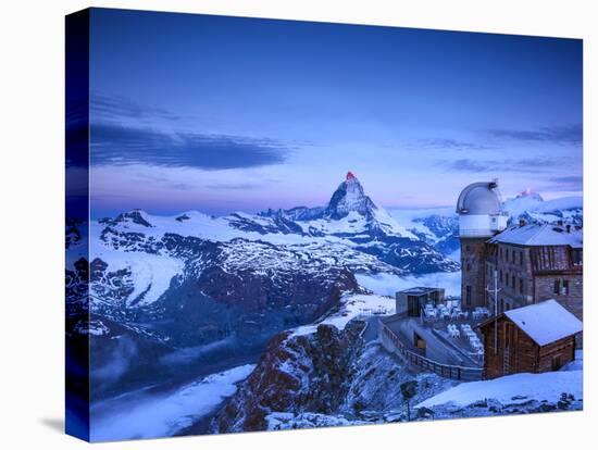 Gornergrat Kulm Hotel and Matterhorn, Zermatt, Valais, Switzerland-Jon Arnold-Premier Image Canvas