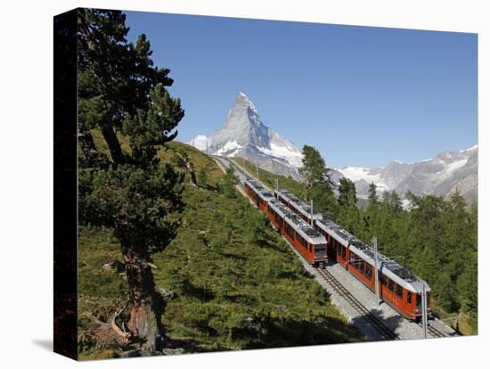 Gornergrat Railway in Front of the Matterhorn, Riffelberg, Zermatt, Valais, Swiss Alps, Switzerland-Hans Peter Merten-Premier Image Canvas