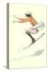 Graceful Lady Skiing Moguls-null-Stretched Canvas