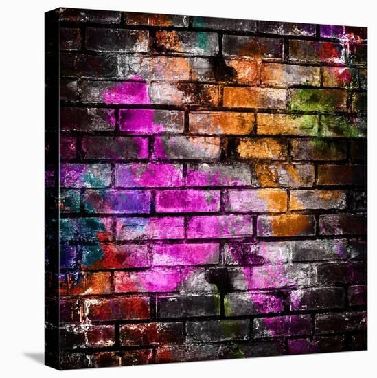 Graffiti Brick Wall-Eky Studio-Stretched Canvas