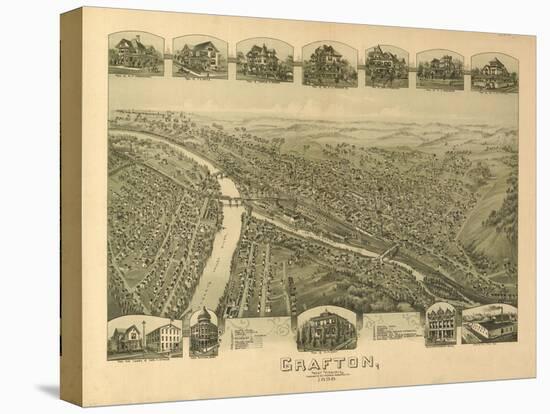 Grafton, West Virginia - Panoramic Map-Lantern Press-Stretched Canvas