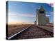 Grain elevator and railroad track, Milk River, Alberta, Canada-null-Premier Image Canvas