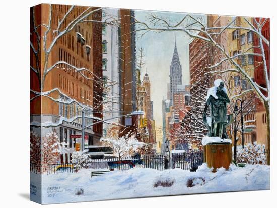 Gramercy Park, Snow,2019,(Oil on Canvas)-Anthony Butera-Premier Image Canvas