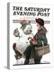 "Gramps and the Snowman" Saturday Evening Post Cover, December 20,1919-Norman Rockwell-Premier Image Canvas
