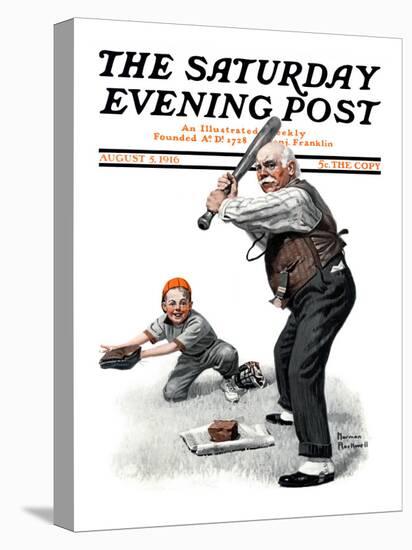 "Gramps at the Plate" Saturday Evening Post Cover, August 5,1916-Norman Rockwell-Premier Image Canvas