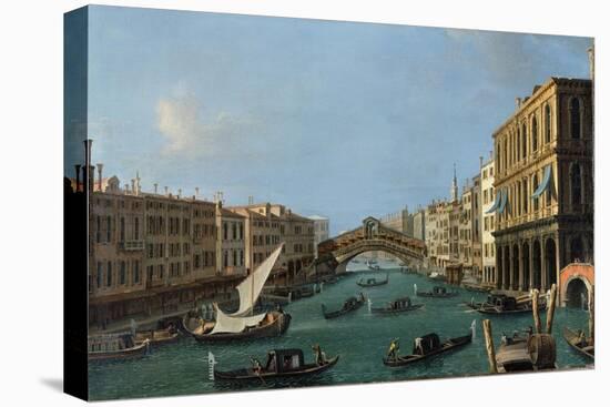 Grand Canal from the South, the Palazzo Foscari to the Right and the Rialto Bridge Beyond-Canaletto-Premier Image Canvas