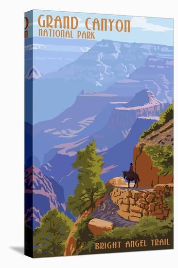 Grand Canyon National Park - Bright Angel Trail-Lantern Press-Stretched Canvas