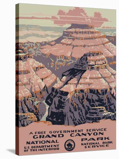 Grand Canyon National Park-Vintage Reproduction-Stretched Canvas