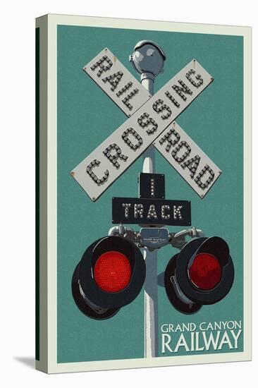 Grand Canyon Railway, Arizona - Railroad Crossing-Lantern Press-Stretched Canvas