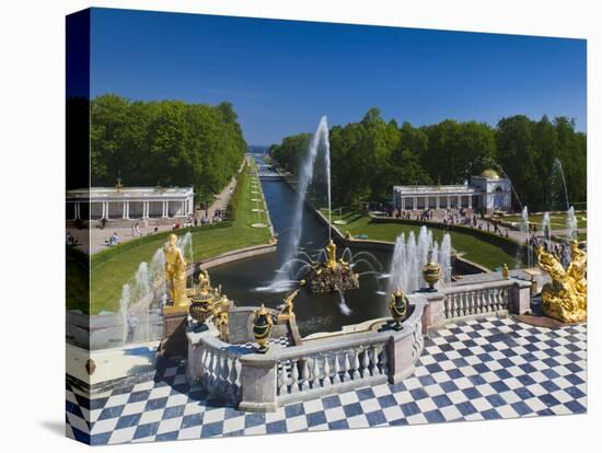 Grand Cascade Fountains, Peterhof, Saint Petersburg, Russia-Walter Bibikow-Premier Image Canvas