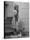 Grand Daughter of Winston Churchill, Arabella Spencer Churchill, Jouncing on Bathroom Scale-Carl Mydans-Premier Image Canvas