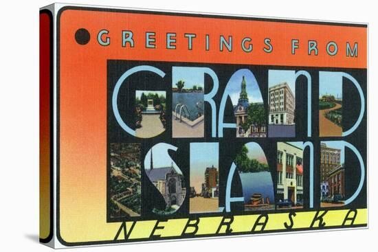 Grand Island, Nebraska - Large Letter Scenes-Lantern Press-Stretched Canvas