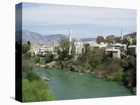 Grand Mosque (Karadjoz Beg) and River Neretya, Mostar, Bosnia Herzegovina-Michael Short-Premier Image Canvas