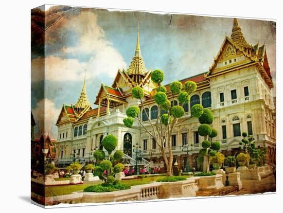 Grand Palace - Bangkok - Retro Styled Picture-Maugli-l-Stretched Canvas