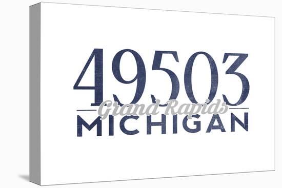 Grand Rapids, Michigan - 49503 Zip Code (Blue)-Lantern Press-Stretched Canvas