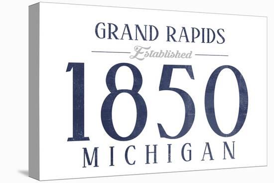 Grand Rapids, Michigan - Established Date (Blue)-Lantern Press-Stretched Canvas