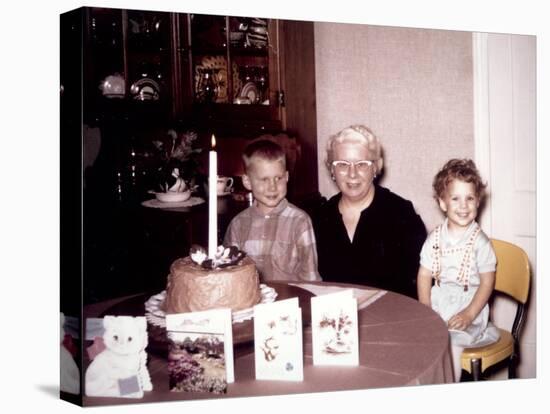 Grandchildren with Grandma at Birthday Party, Ca. 1964.-Kirn Vintage Stock-Premier Image Canvas